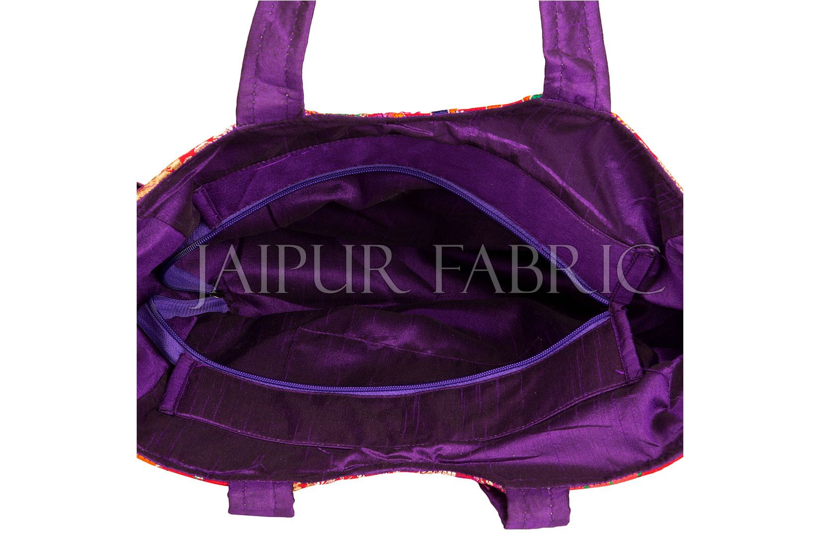 Purple Zari Embroidered With Velvet Fringes Hand Bag