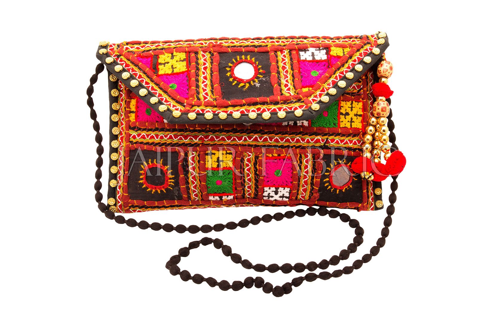 Sikri Work With Tussels & Golden Beadwork Clutch