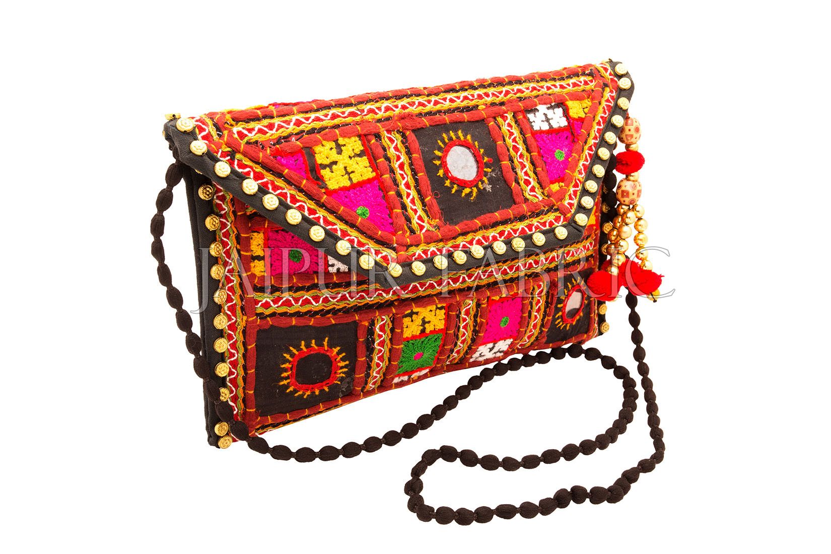 Sikri Work With Tussels & Golden Beadwork Clutch