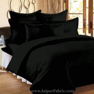 Awesome Black Self Design 300 TC King Size Pure Cotton Satin Slumber Sheet for Double Bed with 2 pillow covers