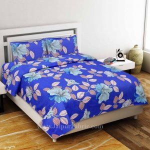Refreshing Blue Premium Poly Cotton Double Bedsheet