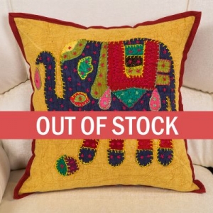 Elephant Patch work Multicolor with embroidery Cushion Cover