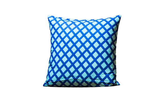 Bice Color Blue Square Print Cushion Cover