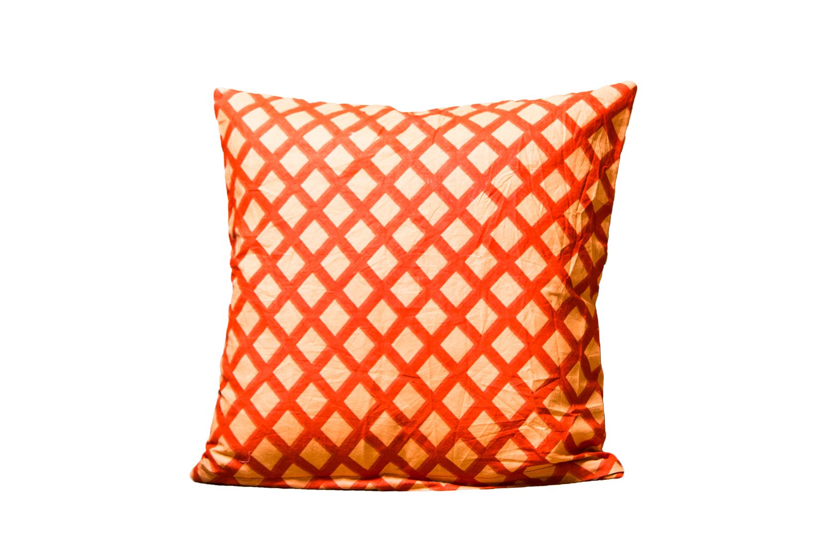 Peach Color Orange Square Print Cushion Cover