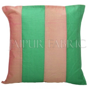 Copper and Green Thread Work Cotton Satin Silk Cushion Cover