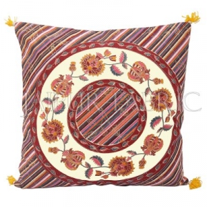 Cream Base Multi Color Jaipur Golden Print Lehriya Design Cotton Cushion Cover