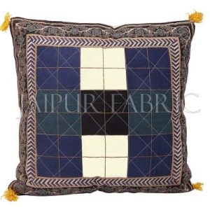 Black border Checkered Design Cotton Cushion Cover