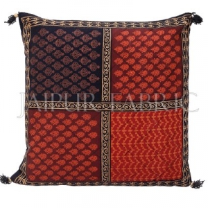 Black Border Rajasthani Block Printed Cotton Cushion Cover
