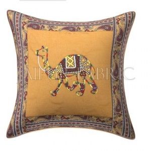 Brown Camel Design Patchwork & Applique Cushion Cover