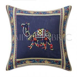 Blue Camel Design Patchwork &amp; Applique Cushion Cover