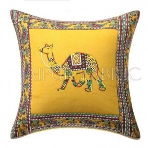 New Mustard Camel Design Patchwork &amp; Applique Cushion Cover