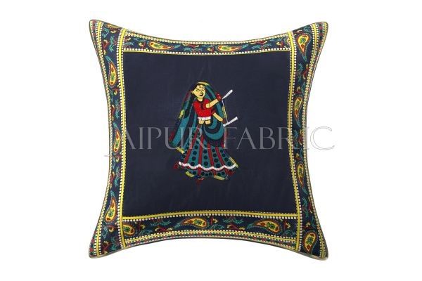Blue Dance Design Patchwork & Applique Cushion Cover