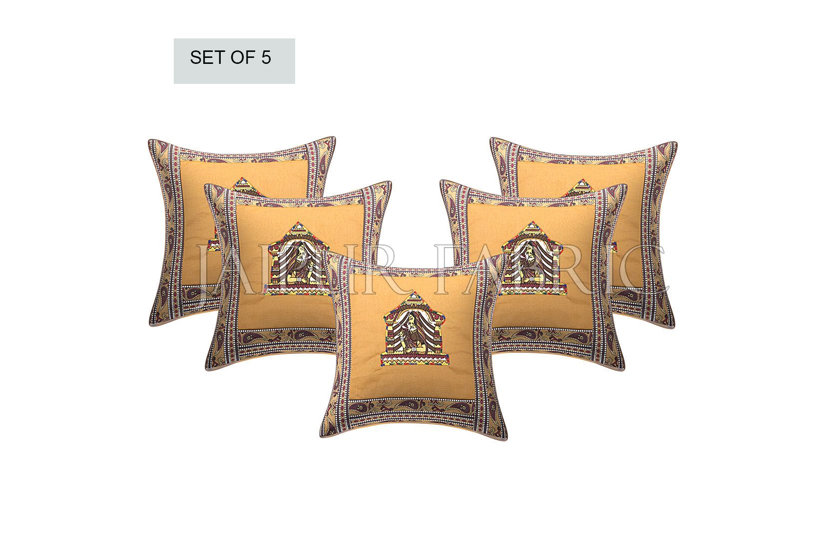 Brown Doli Design Patchwork & Applique Cushion Cover