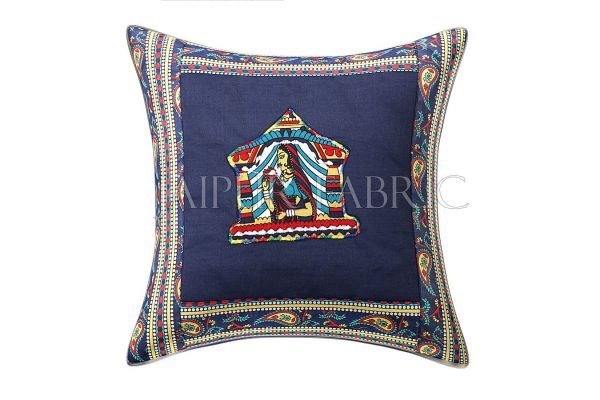 Blue Doli Design Patchwork &amp; Applique Cushion Cover