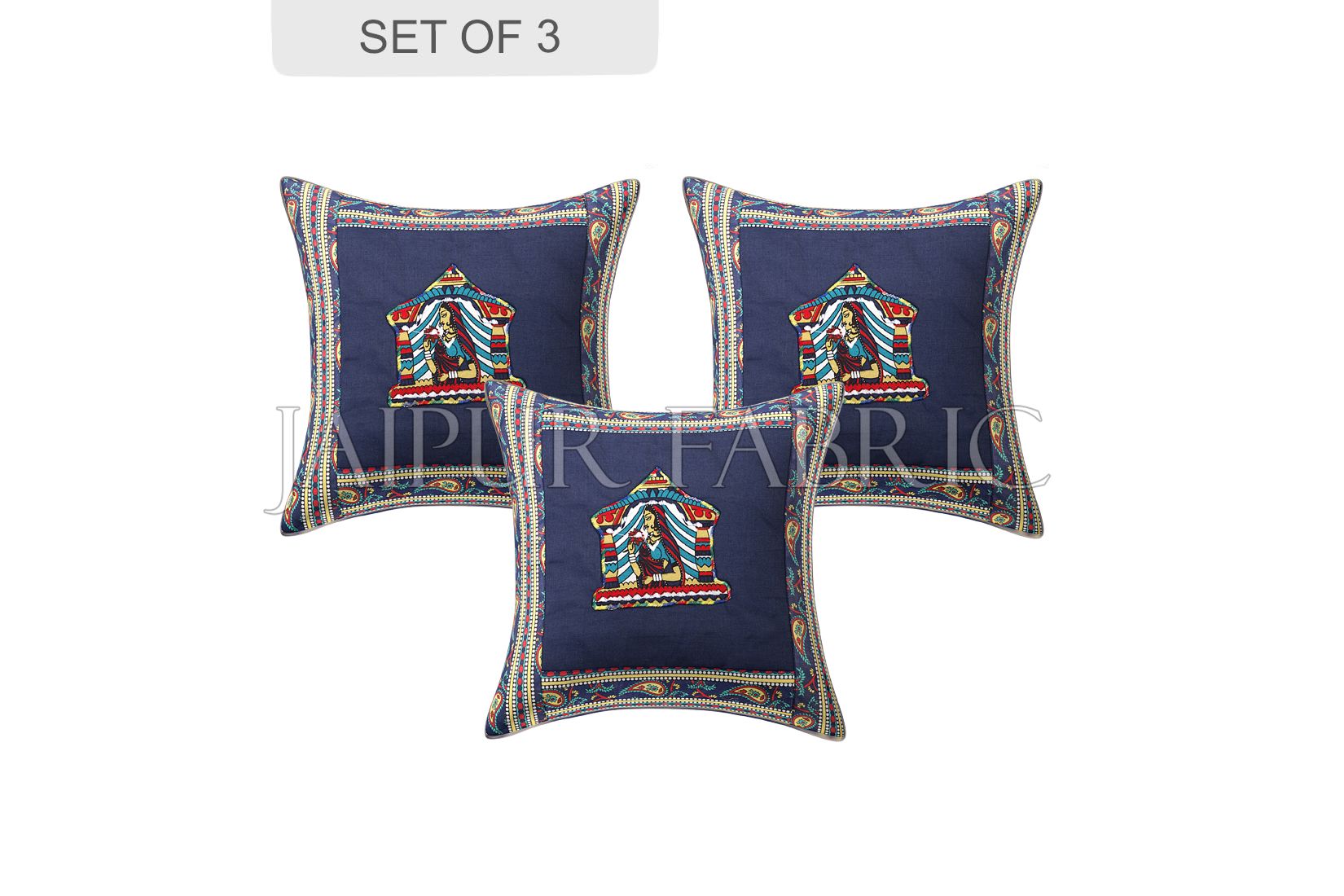 Blue Doli Design Patchwork & Applique Cushion Cover