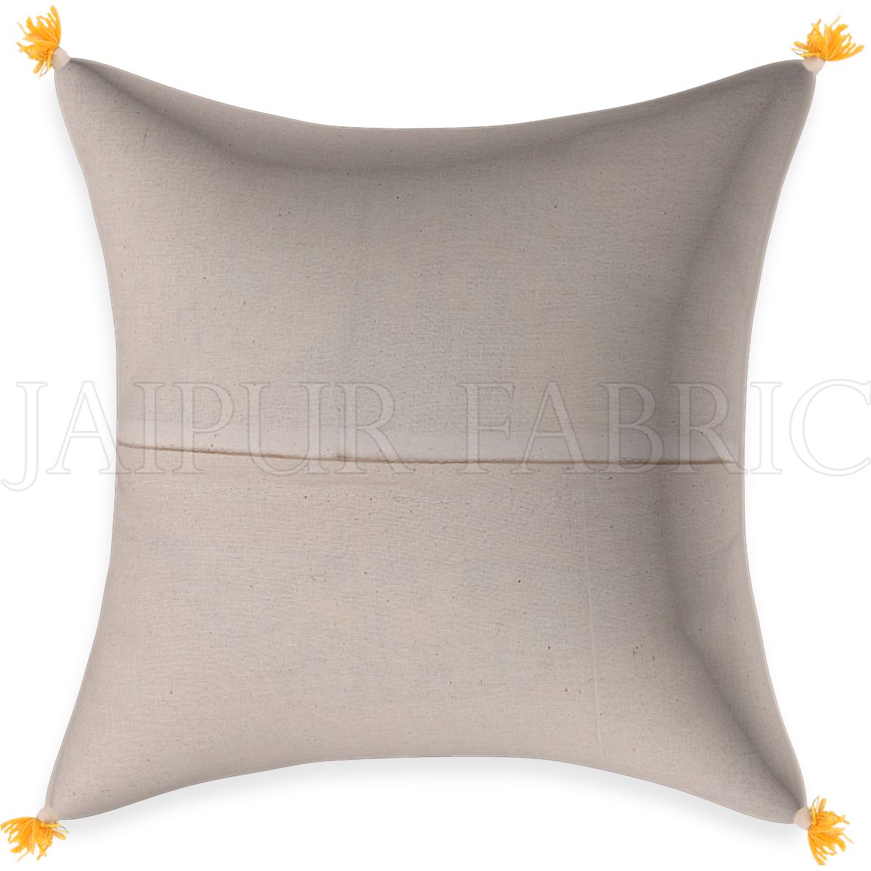 Yellow Cream Base Elephant  Print  Cotton Cushion Cover
