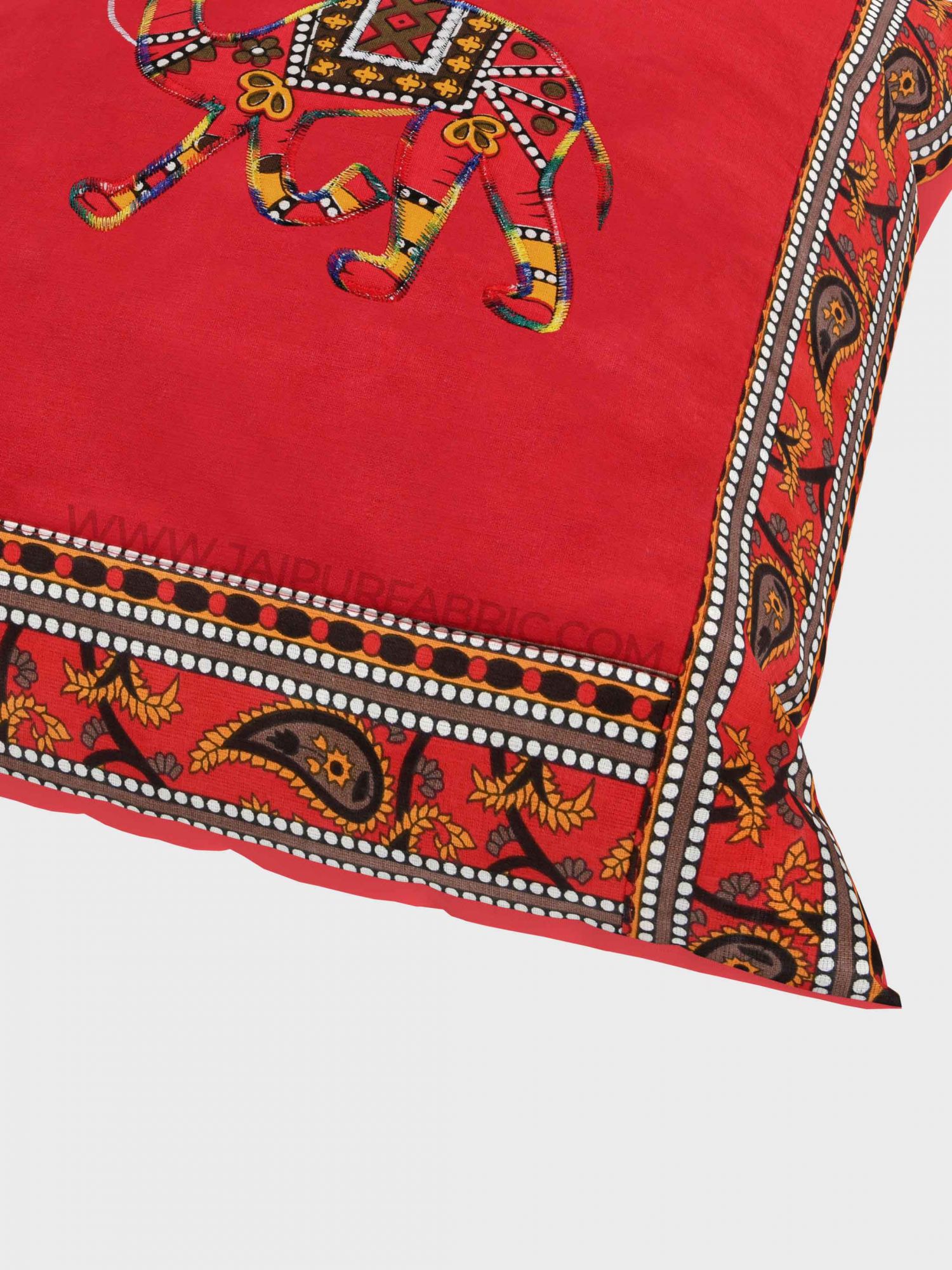Applique Red Camel Jaipuri Hand Made Embroidery Patch Work Cushion Cover