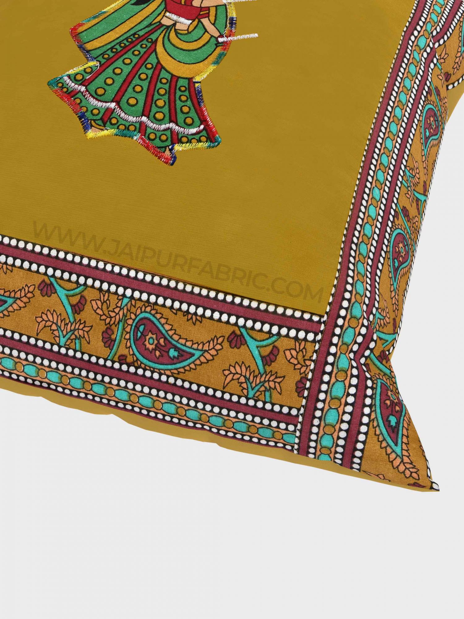 Applique Mehandi Green Dandiya Jaipuri Hand Made Embroidery Patch Work Cushion Cover
