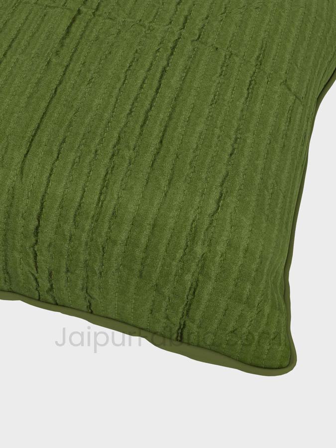 Green Quilted Cotton Cushion Cover
