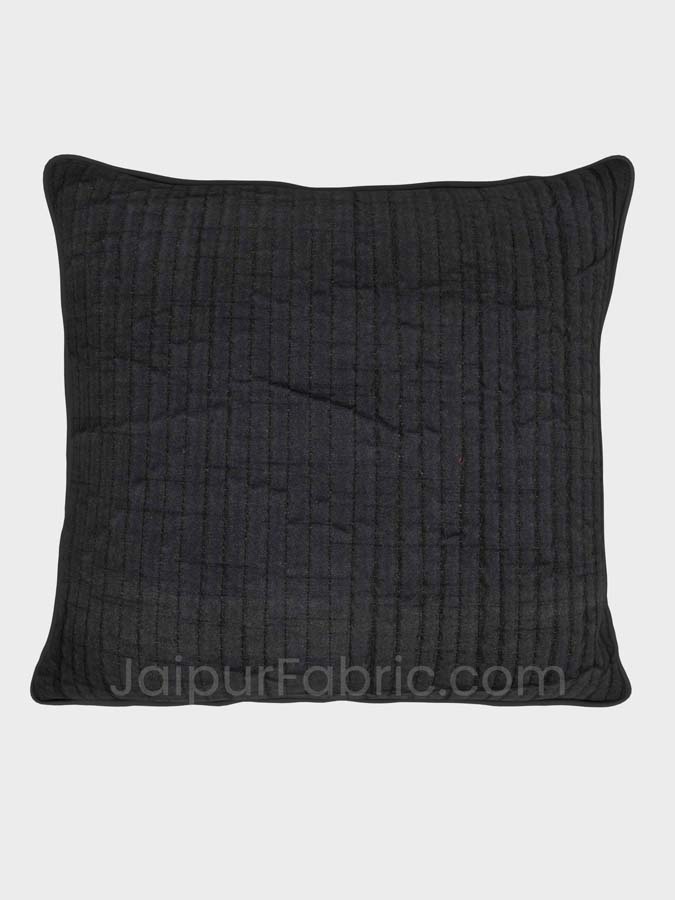 Black Quilted Cotton Cushion Cover