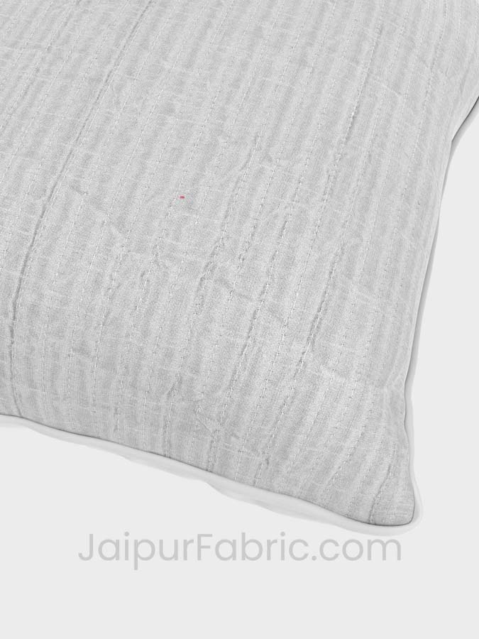 Silver Quilted Cotton Cushion Cover