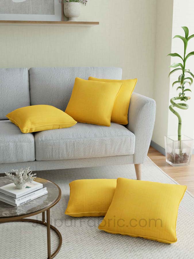 Yellow Quilted Cotton Cushion Cover