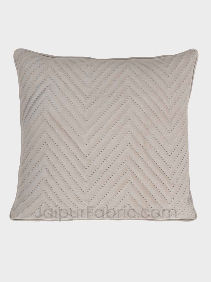 Ivory Herringbone Pattern Cotton Cushion Cover