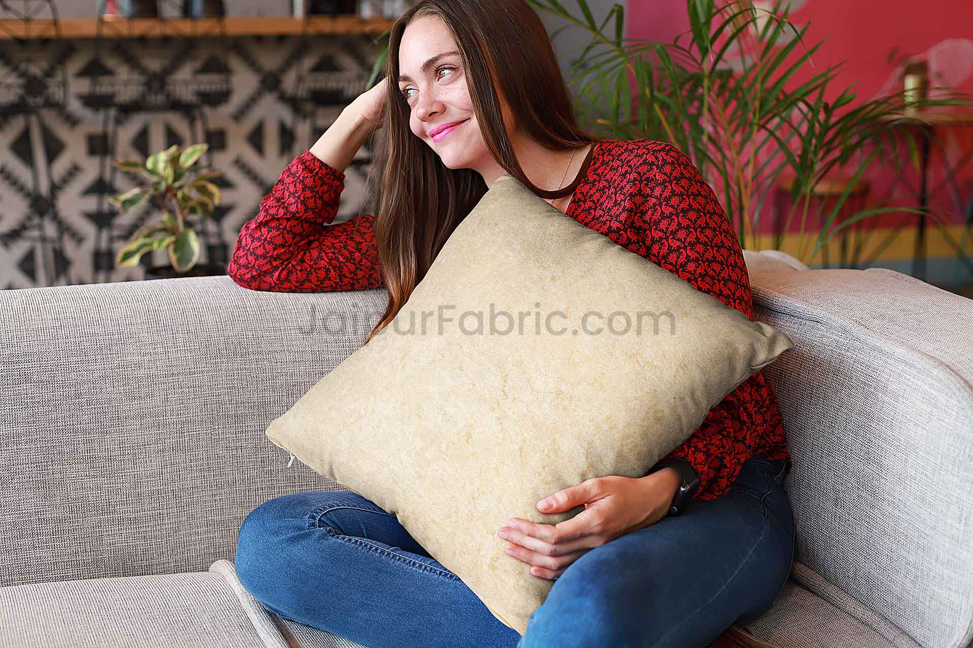 Cream Decorative Super Soft Velvet Cushion Cover
