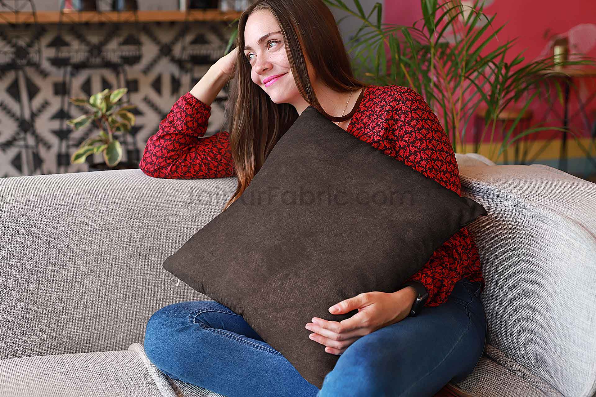 Brown Decorative Super Soft Velvet Cushion Cover