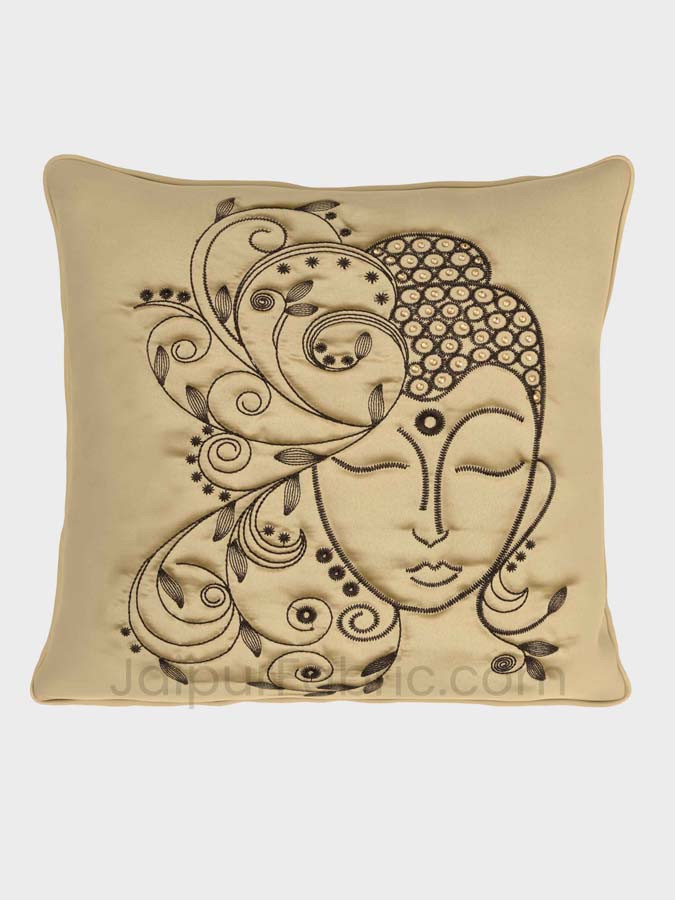 Buddha Gold Modern Art Theme Satin Cushion Cover