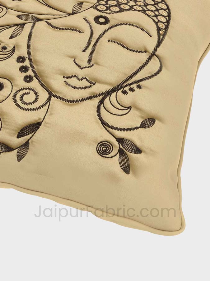 Buddha Gold Modern Art Theme Satin Cushion Cover