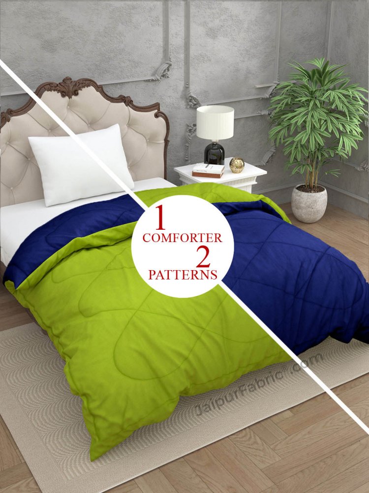 Navy Blue Parrot Green Single Bed Comforter