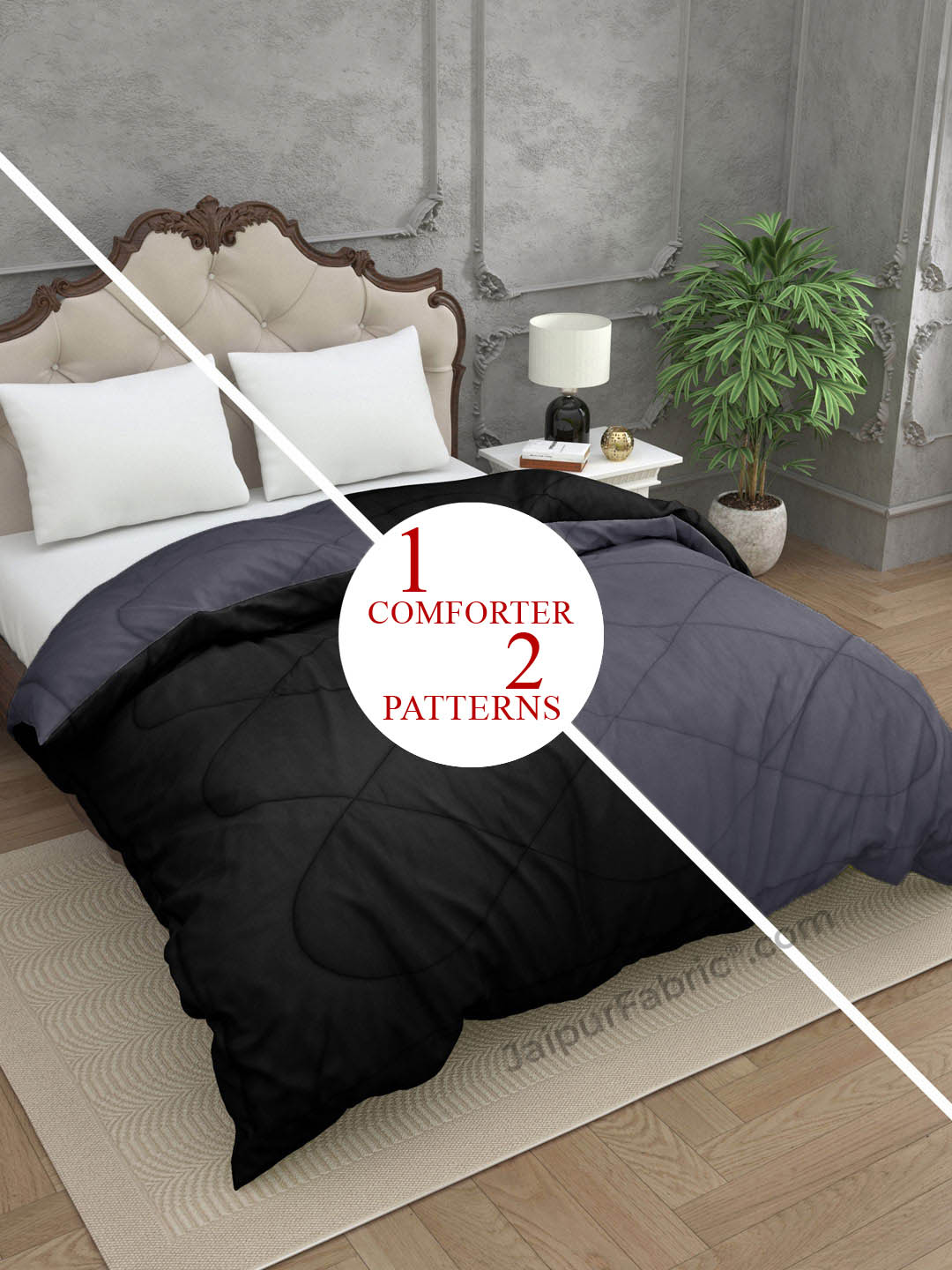 Grey-Black Double Bed Comforter