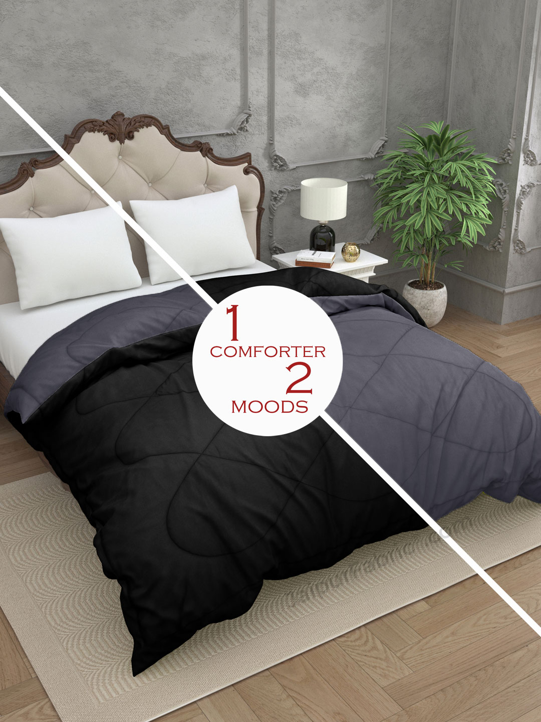 Grey-Black Double Bed Comforter