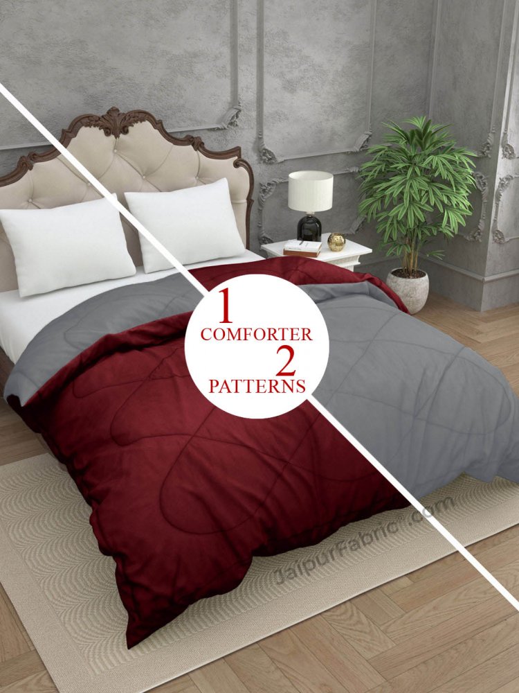 Maroon-Grey  Double Bed Comforter