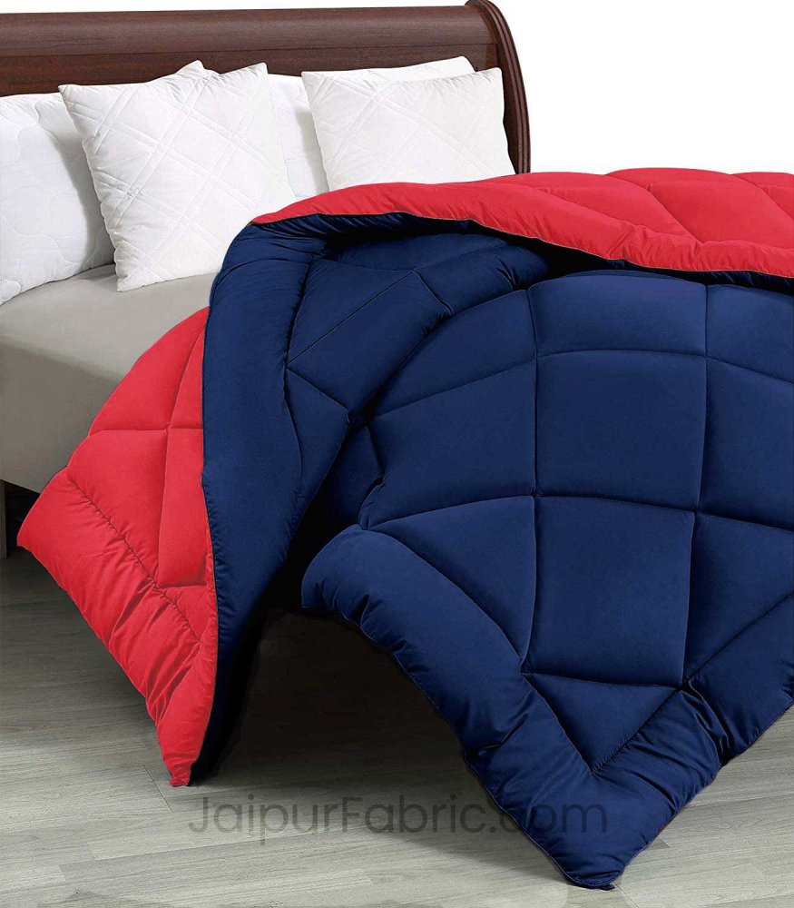 Navy Blue-Red  Double Bed Comforter