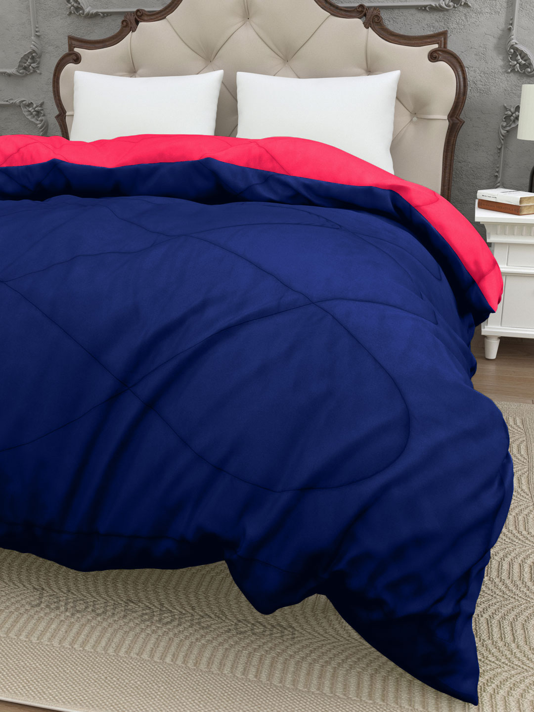 Pink-Navy Blue Double Bed Comforter