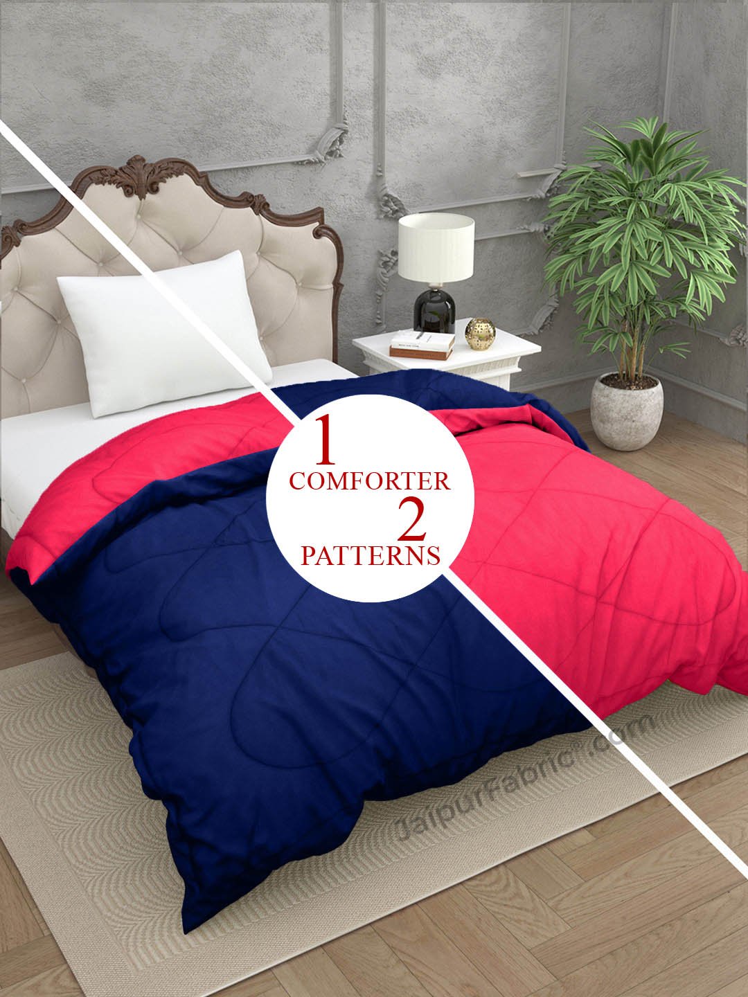 Dark Pink Navy Blue Single Bed Comforter