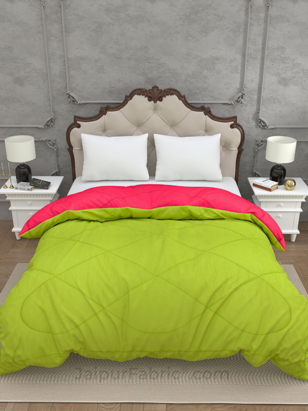 Red-Lemon Green  Double Bed Comforter