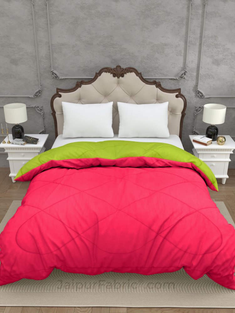 Lemon Green-Pink Double Bed Comforter