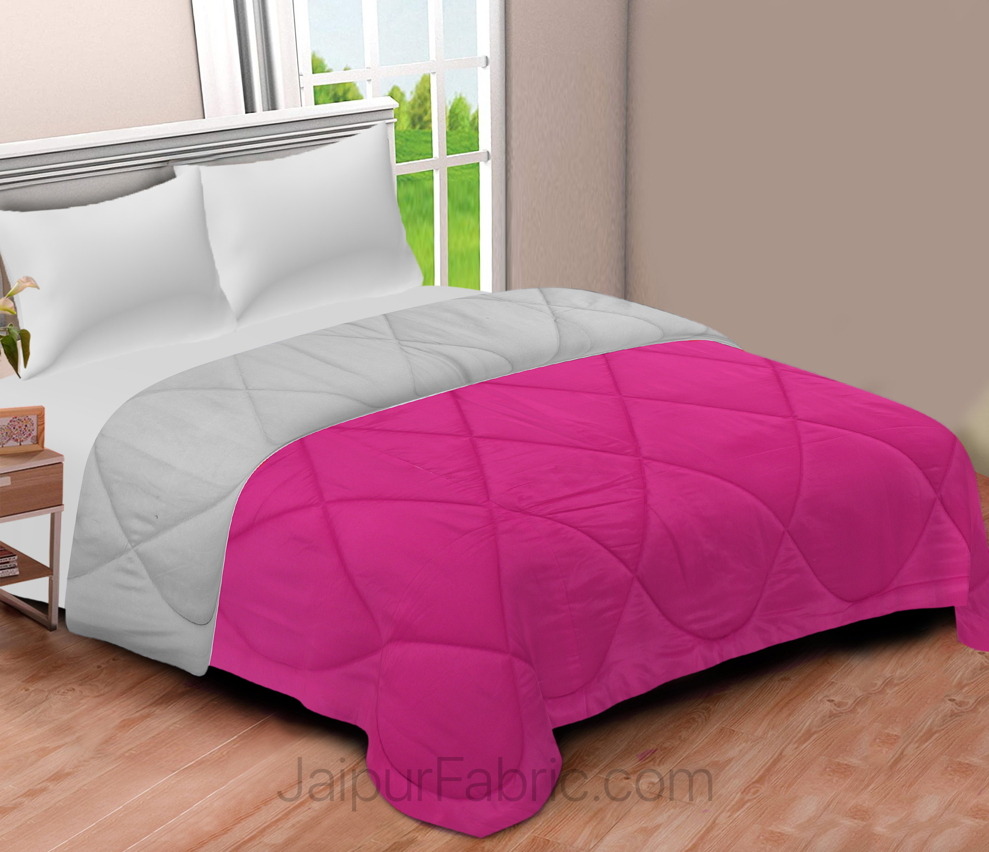 Pink-Grey Double Bed Comforter