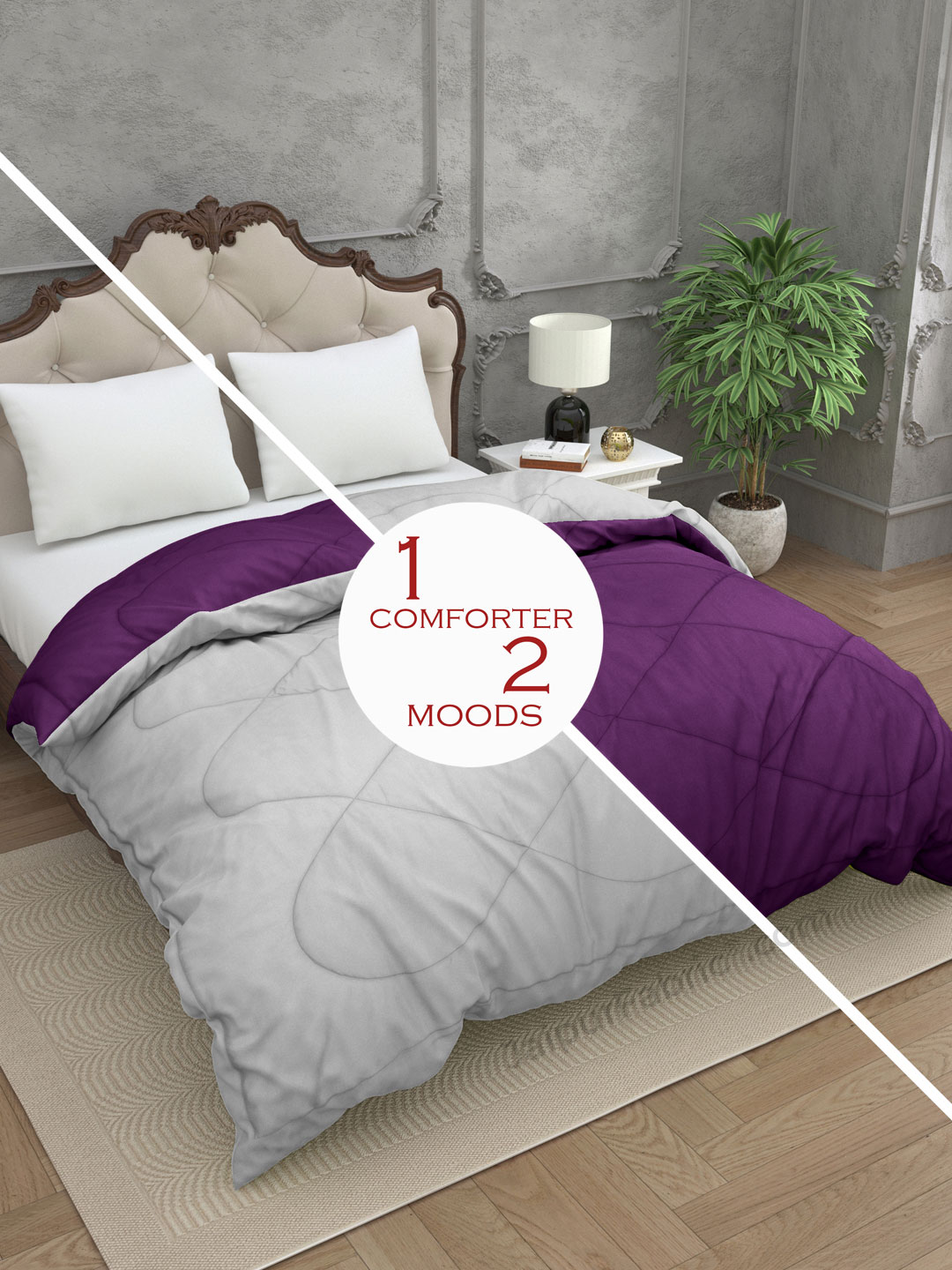 Grey-Purple Double Bed Comforter