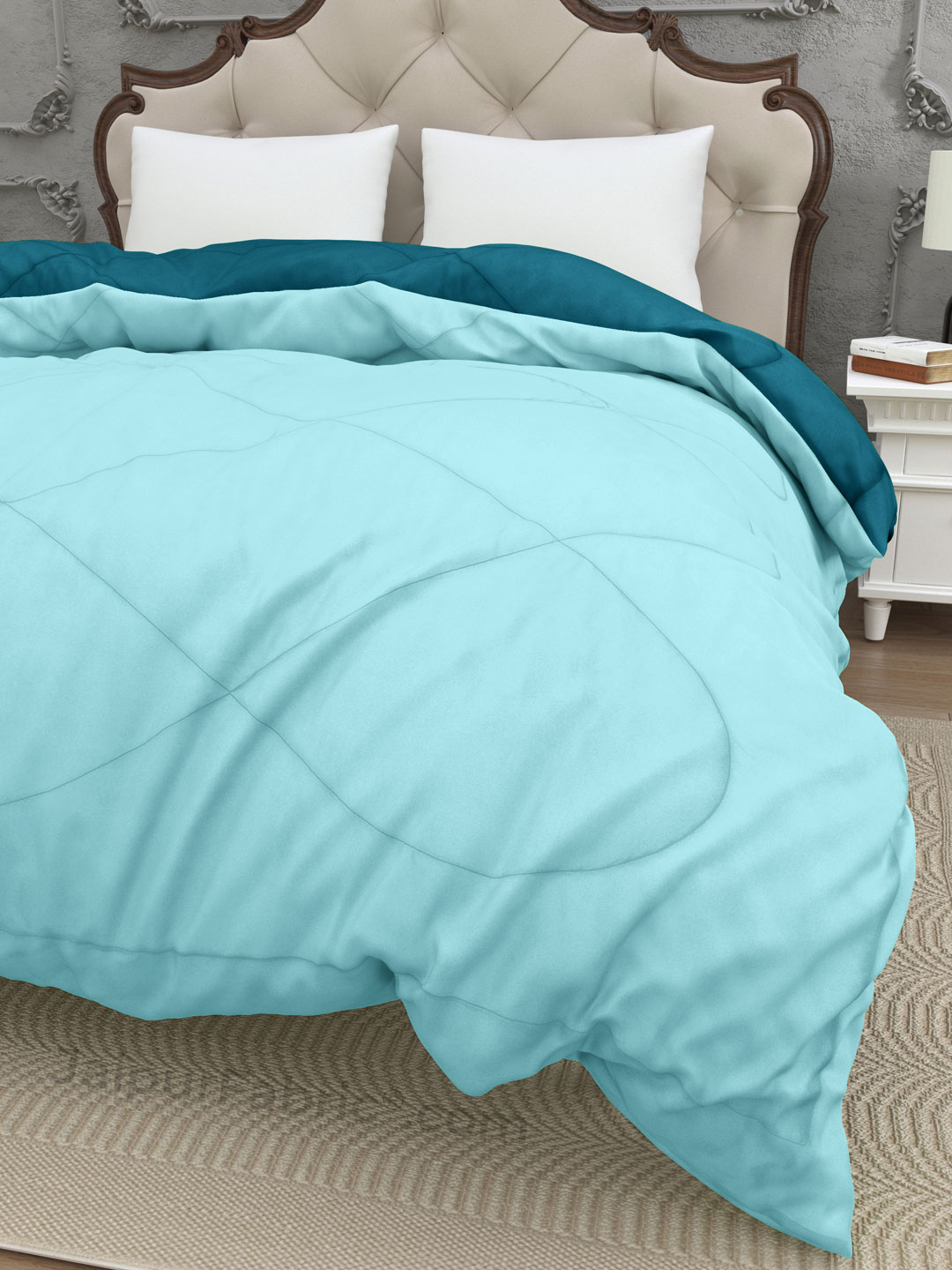 Teal Blue-Ocean Blue Double Bed Comforter
