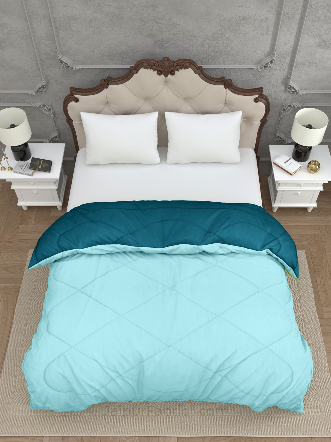 Teal Blue-Ocean Blue Double Bed Comforter