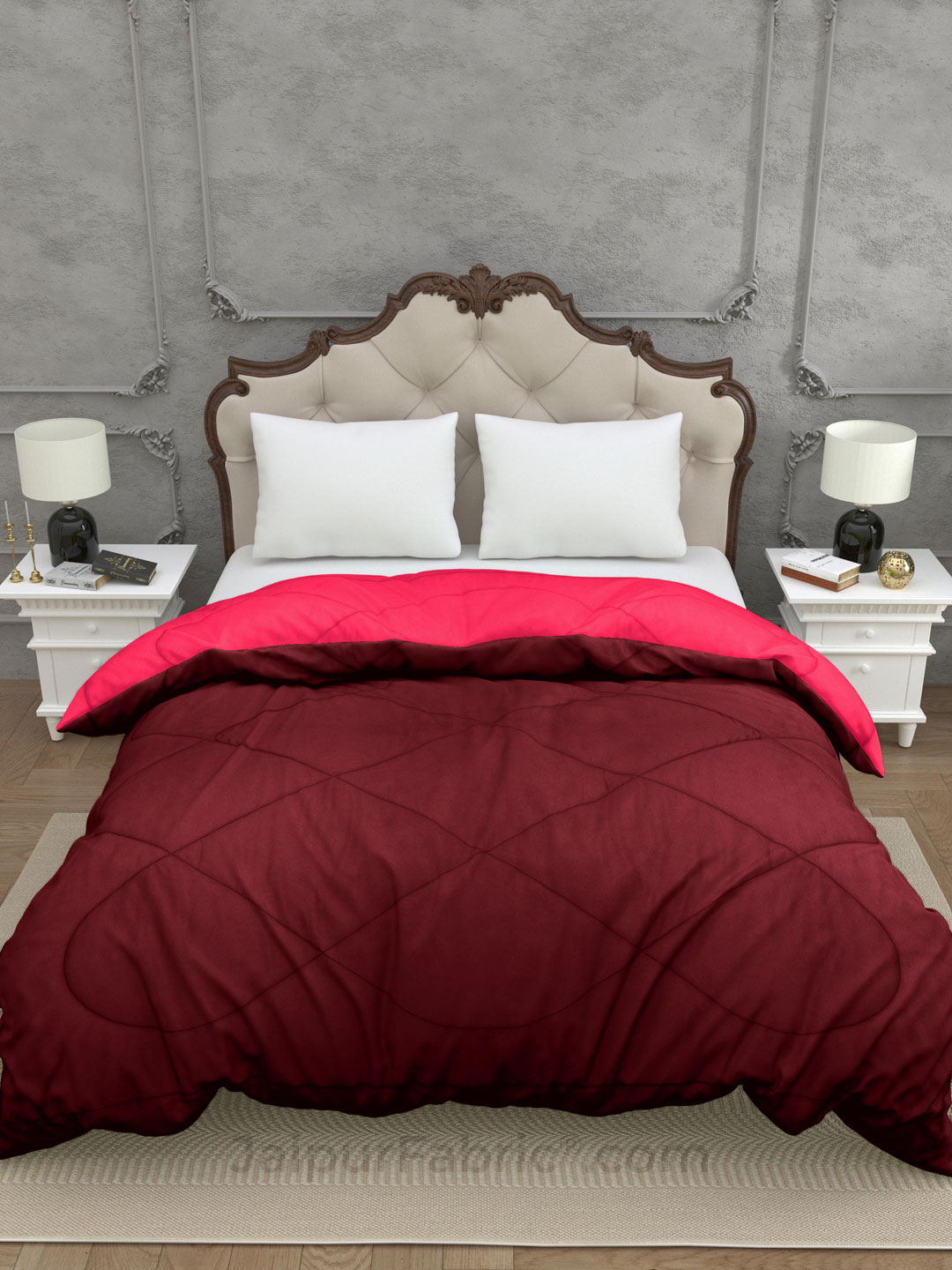 Maroon - Pink Single Double Bed Comforter
