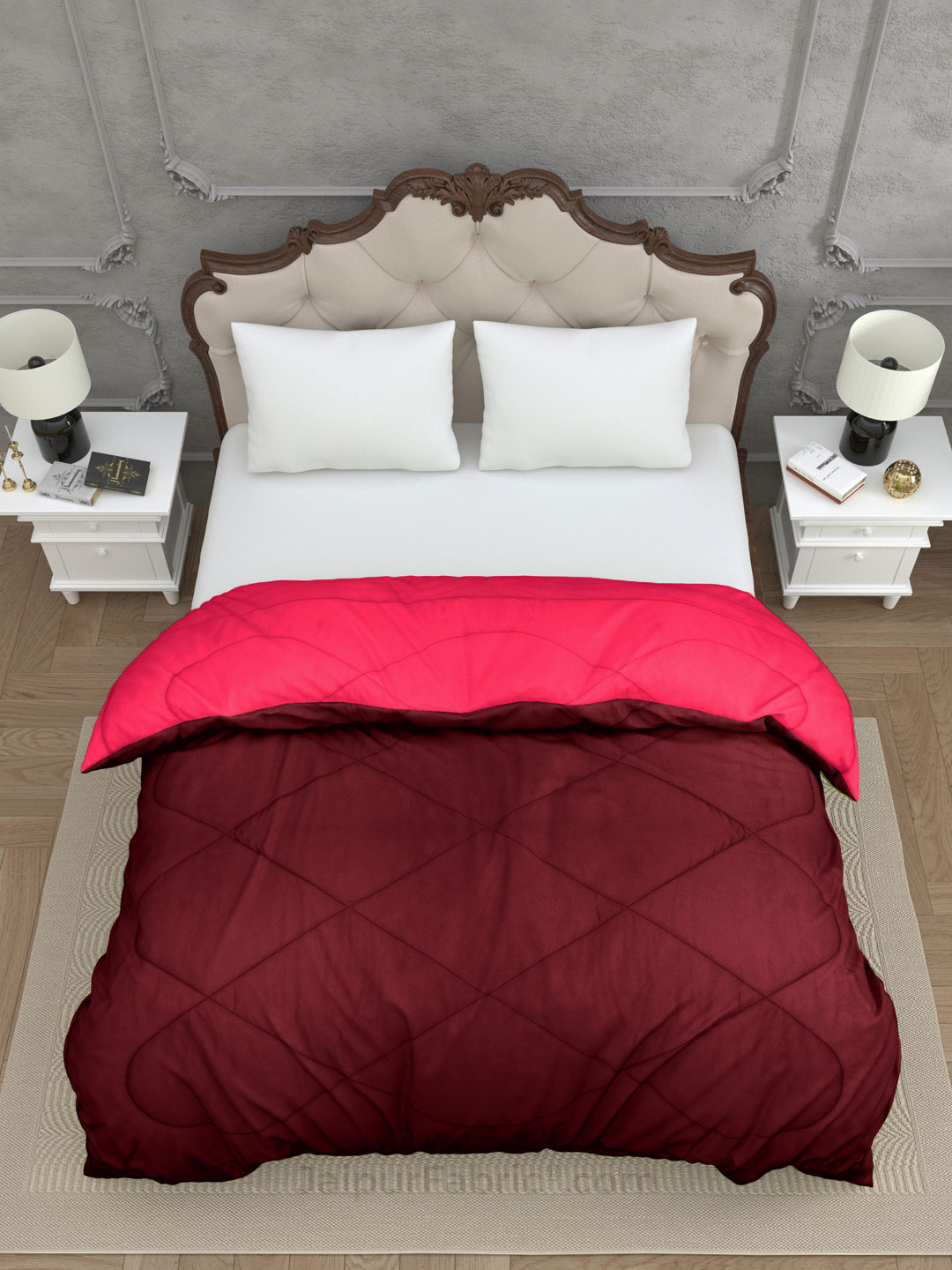 Maroon - Pink Single Double Bed Comforter