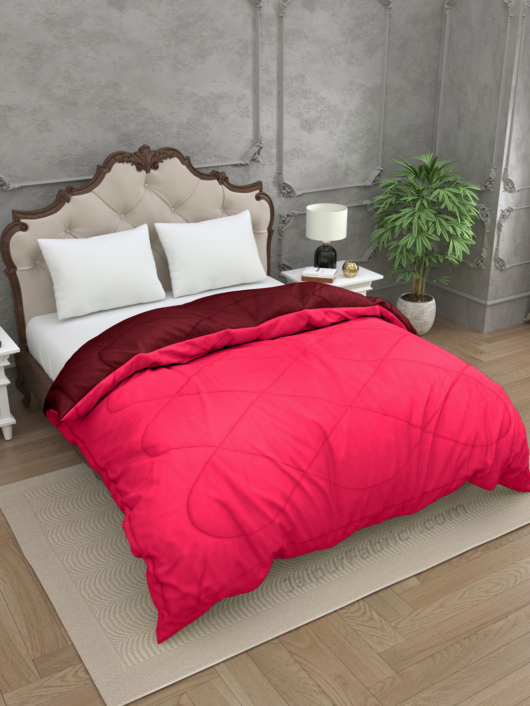 Pink-Maroon Double Bed Comforter