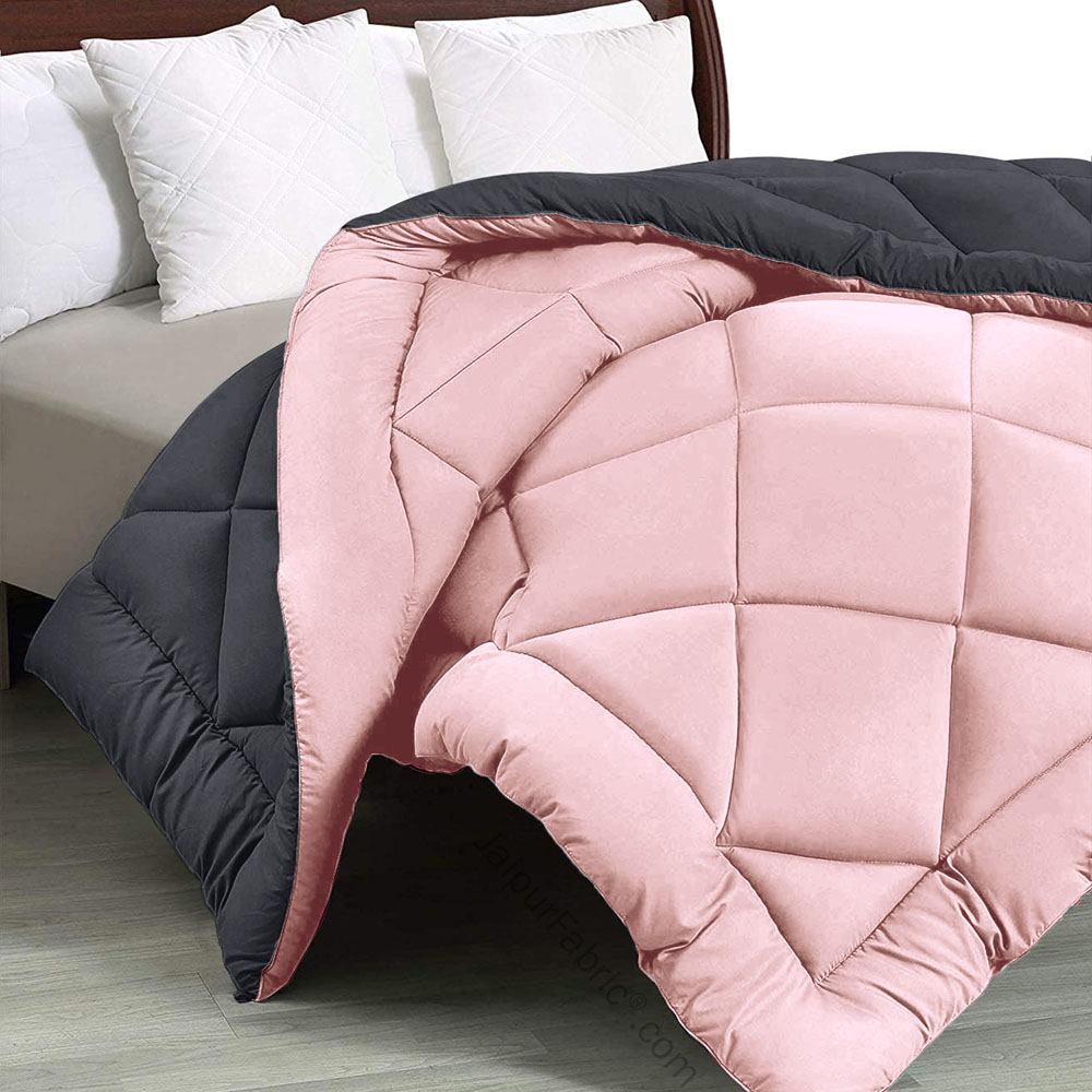 Pale Pink & Dark Grey Double Bed Comforter