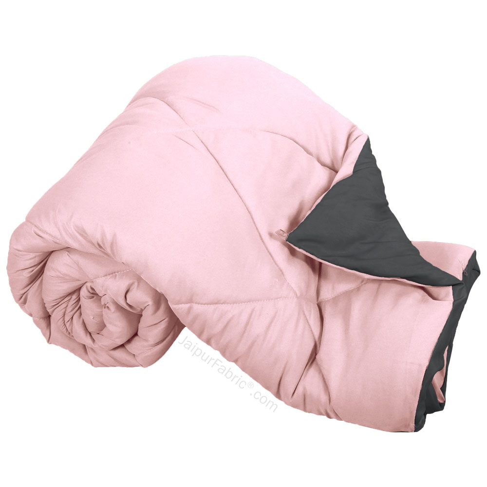 Pale Pink & Dark Grey Double Bed Comforter