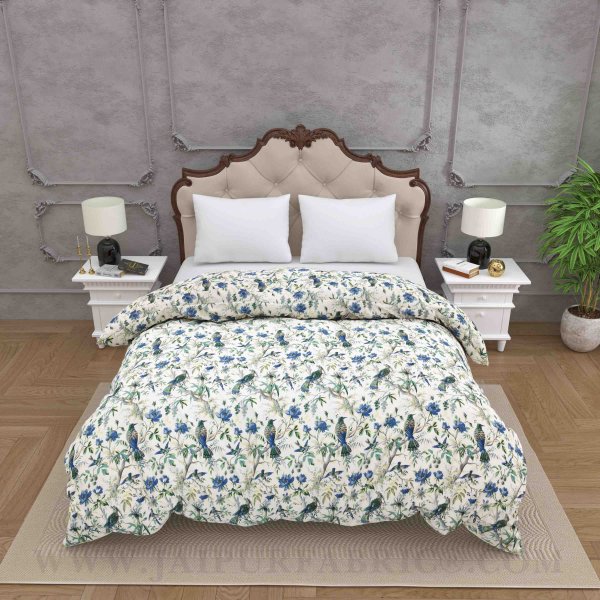JaipurFabric® Anokhi Print Blue Bird Double Bed Comforter